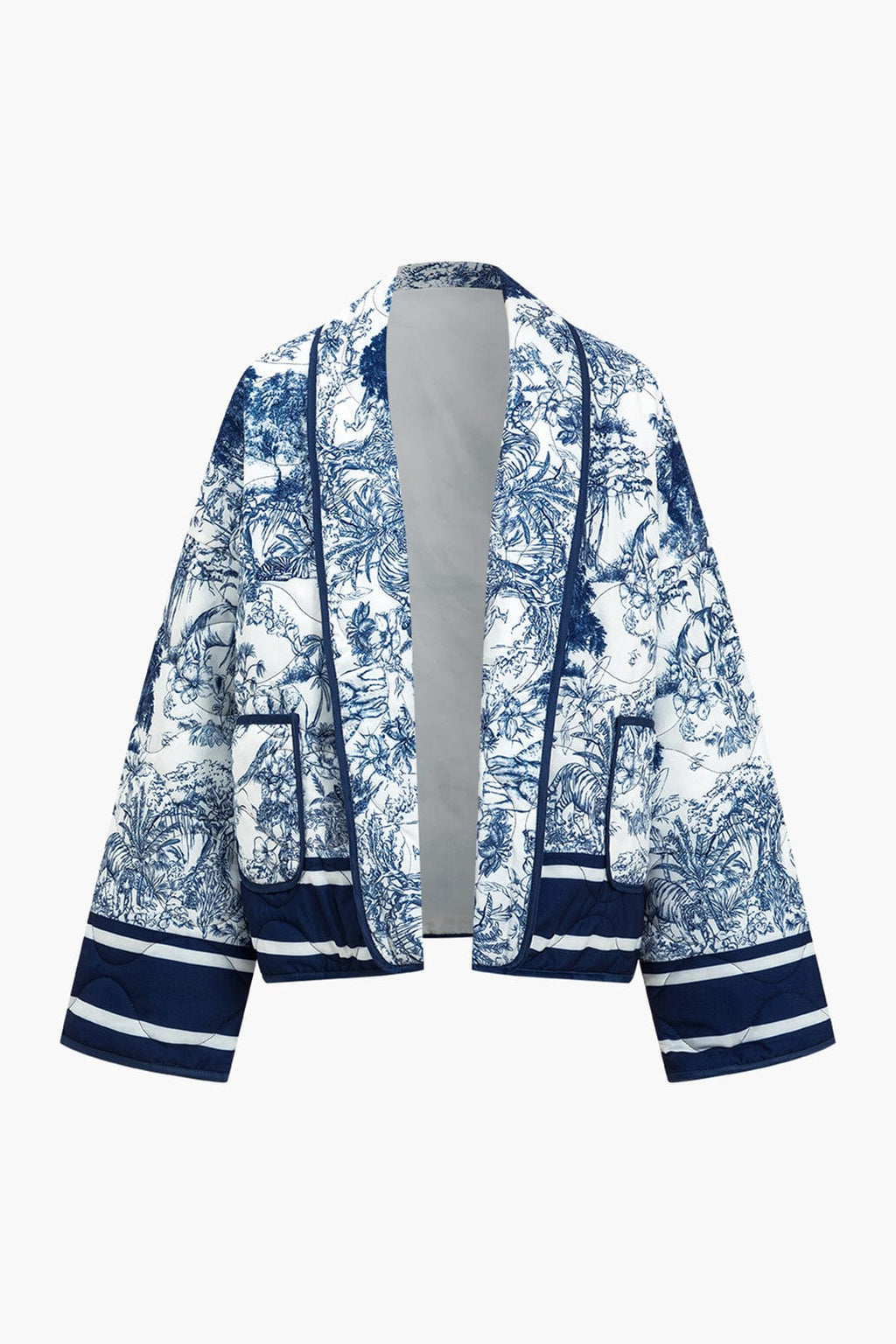 Women's Wide Sleeve Floral Quilted Coat