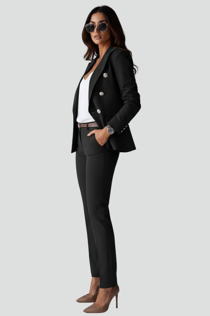 Women's Six Button Double-Breasted Blazer Pants Set