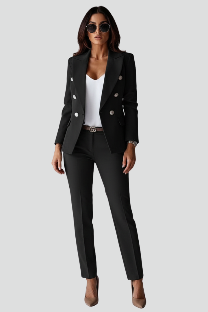 Women's Six Button Double-Breasted Blazer Pants Set