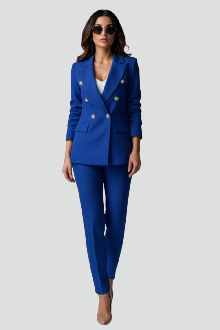 Women's Six Button Double-Breasted Blazer Pants Set