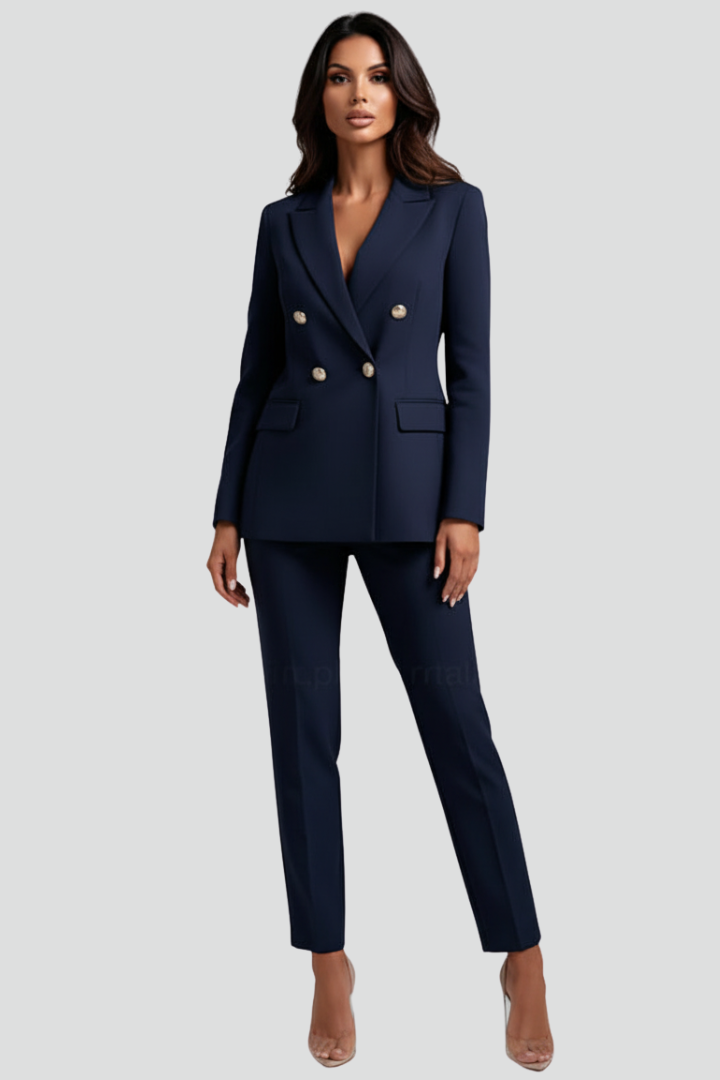 Women's Six Button Double-Breasted Blazer Pants Set