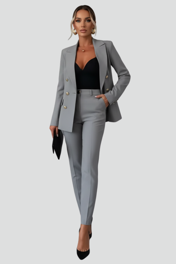 Women's Six Button Double-Breasted Blazer Pants Set