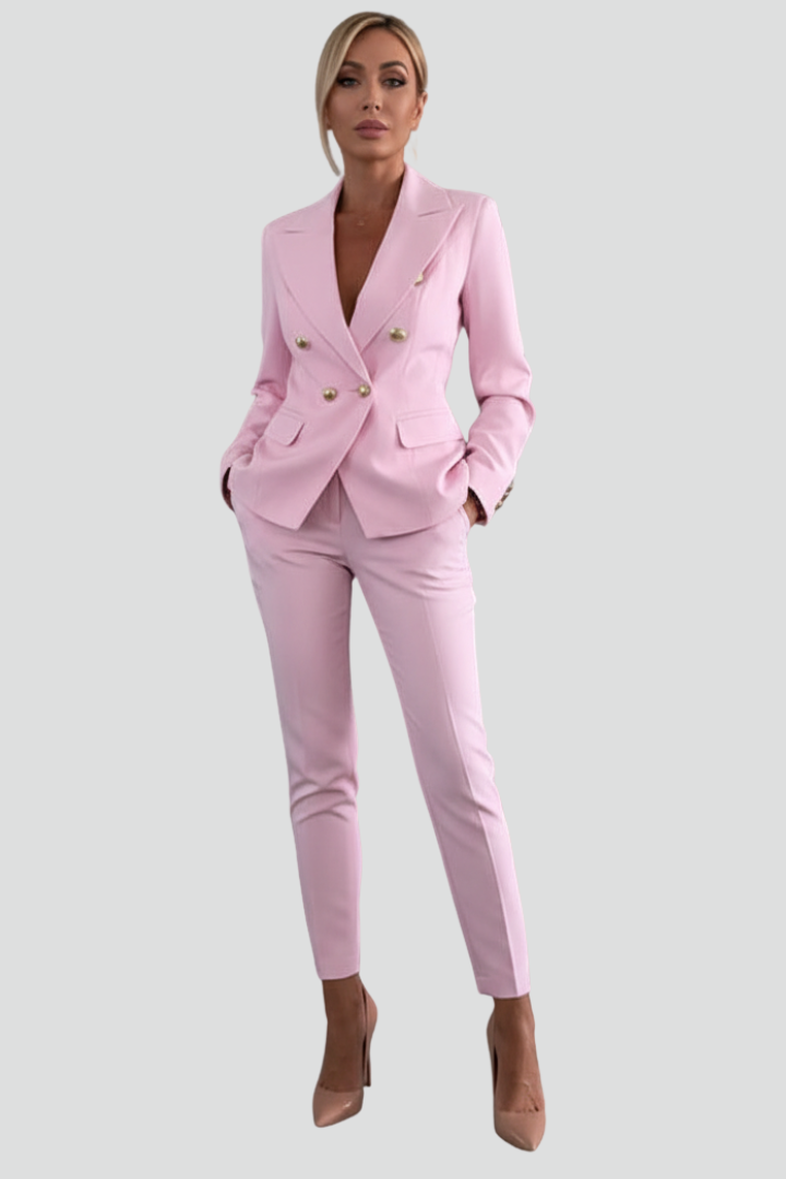 Women's Six Button Double-Breasted Blazer Pants Set