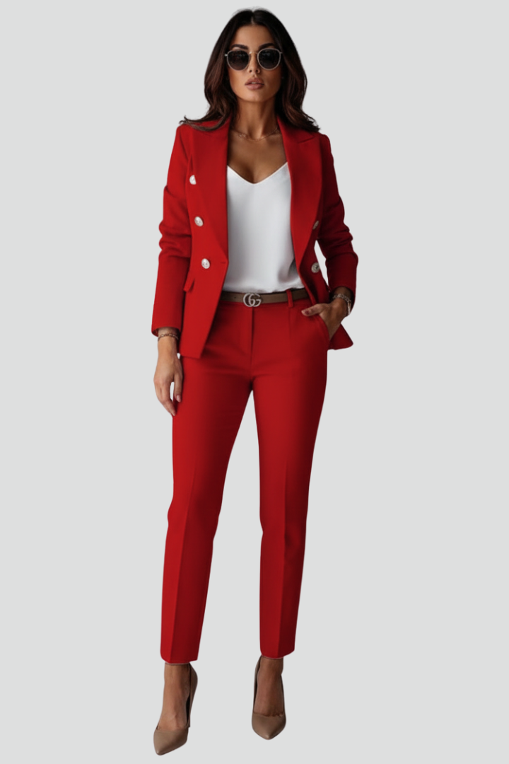 Women's Six Button Double-Breasted Blazer Pants Set