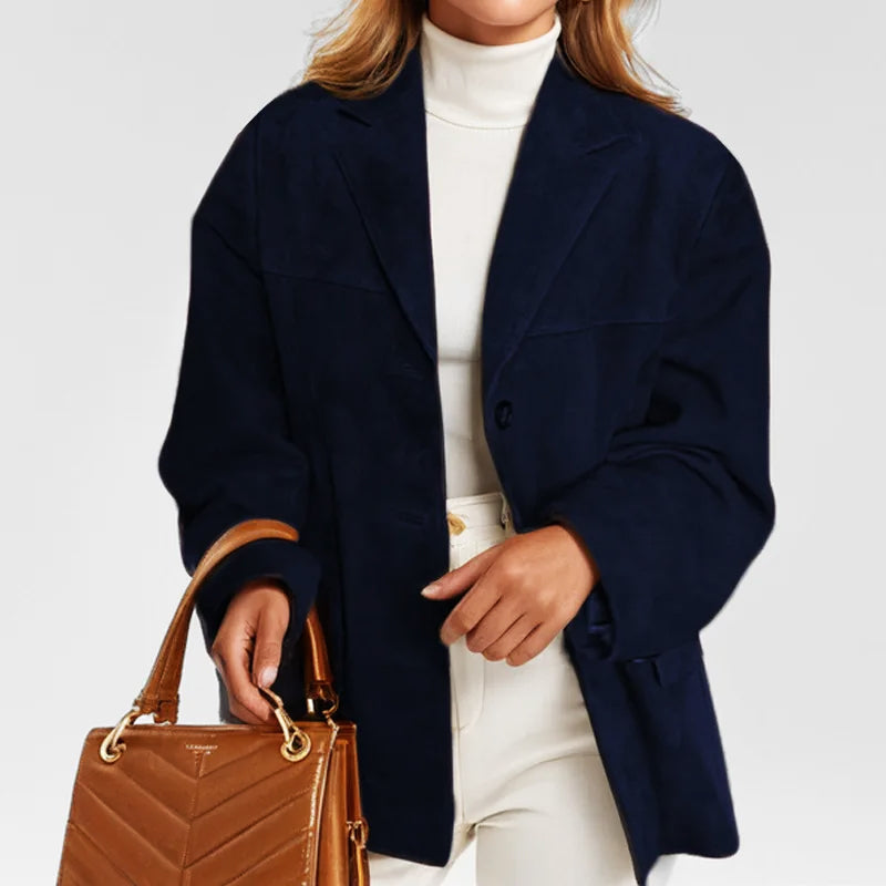 Women's Tailored Suede-Look Fall Blazer Jacket