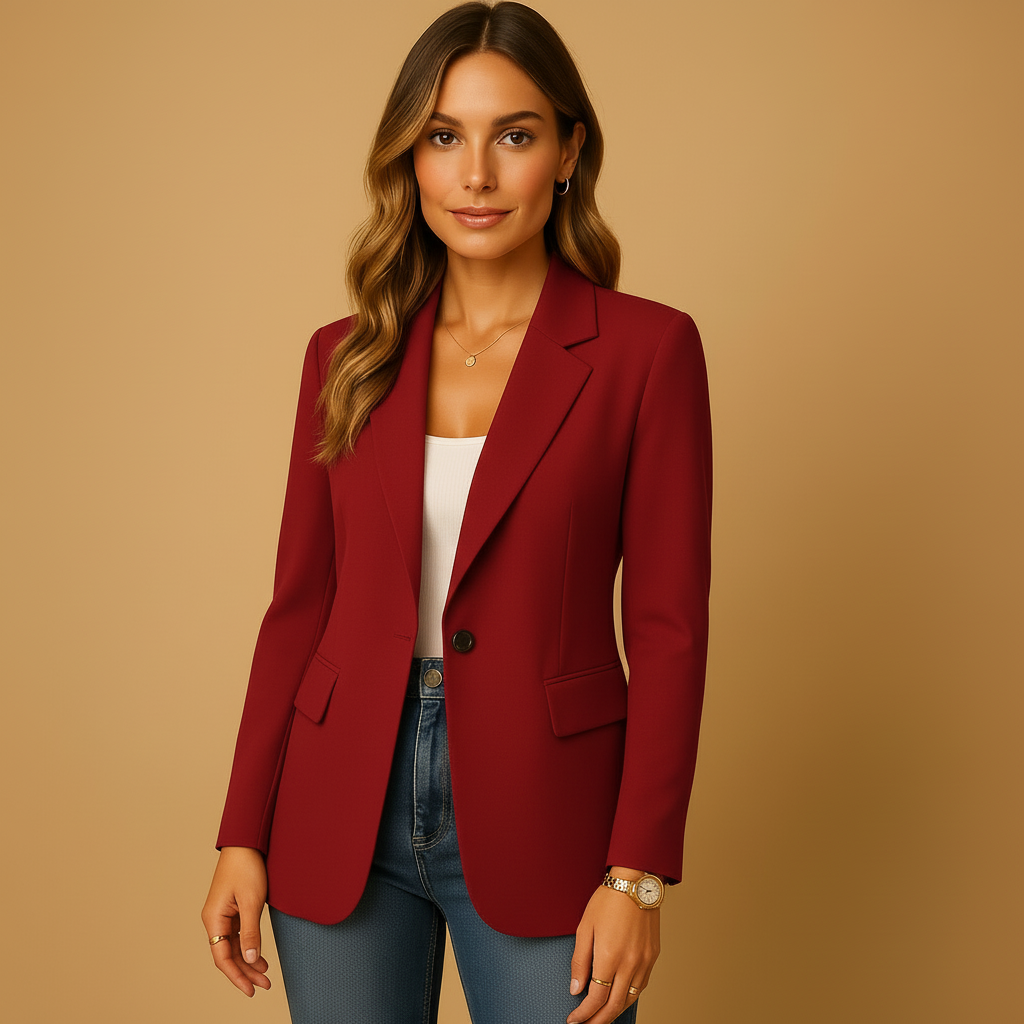 Women's Single-Button Shaped Tailored Jacket