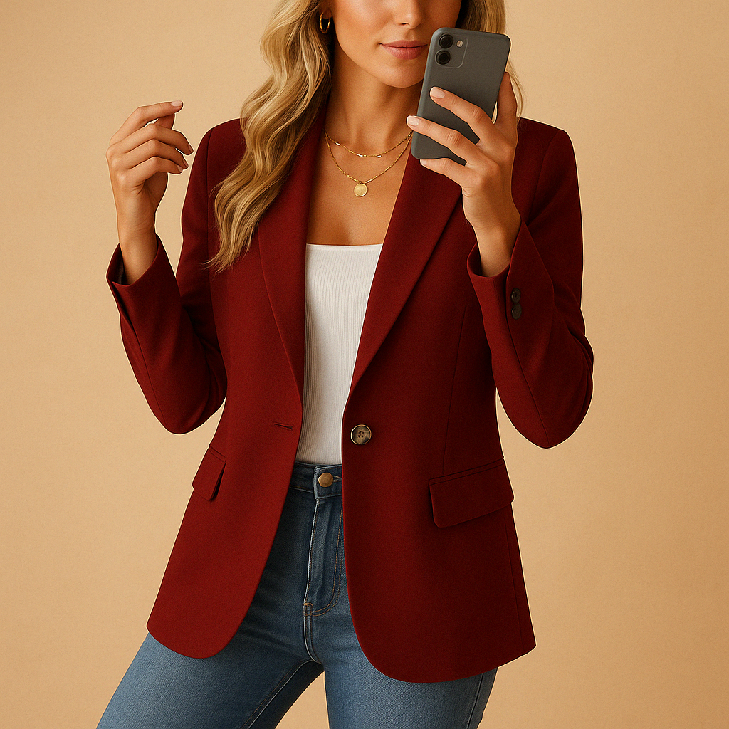 Women's Single-Button Shaped Tailored Jacket