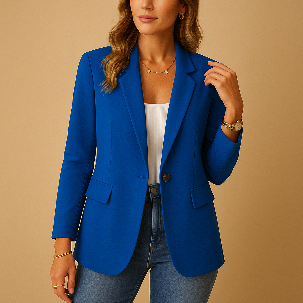 Women's Single-Button Shaped Tailored Jacket