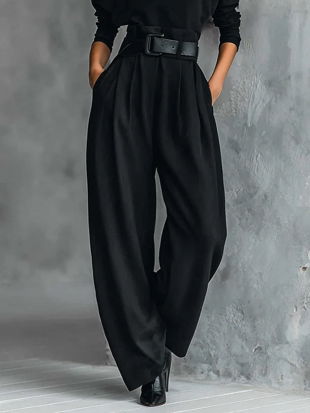Women's Turtleneck Top Relaxed Wide-Leg Pants Set