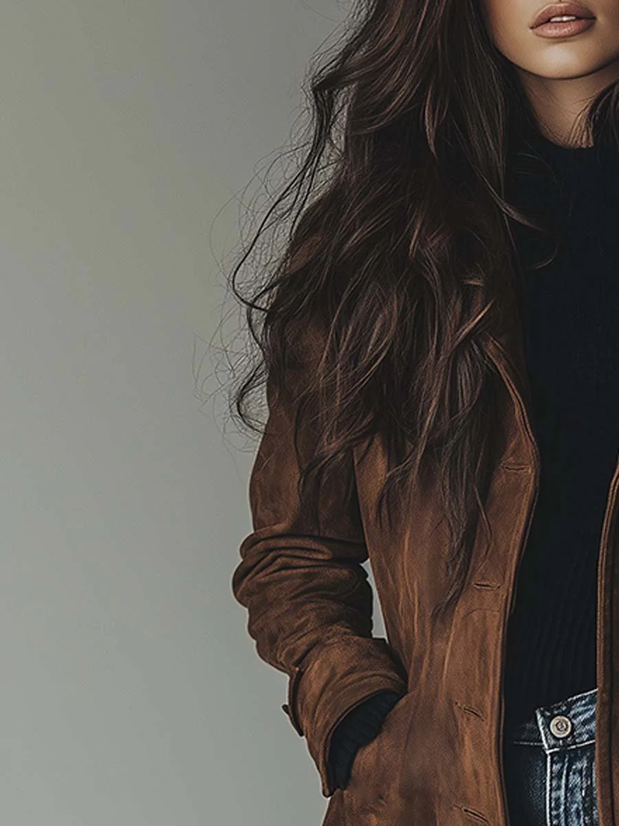 Women's Double-Breasted Tailored Long Trench Overcoat