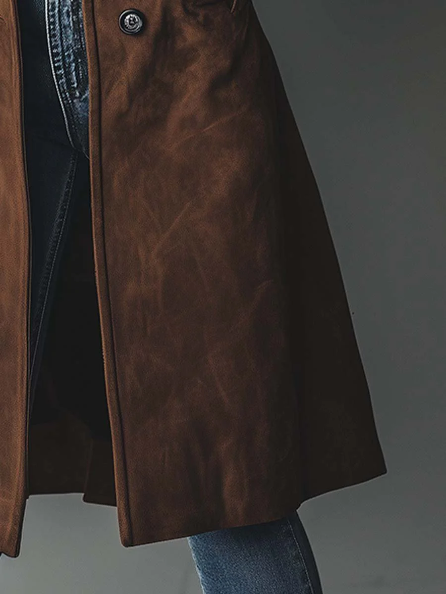 Women's Double-Breasted Tailored Long Trench Overcoat