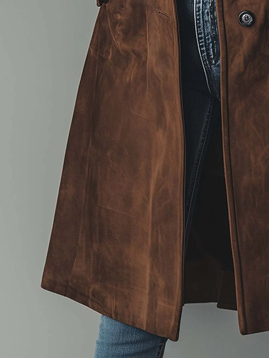 Women's Double-Breasted Tailored Long Trench Overcoat