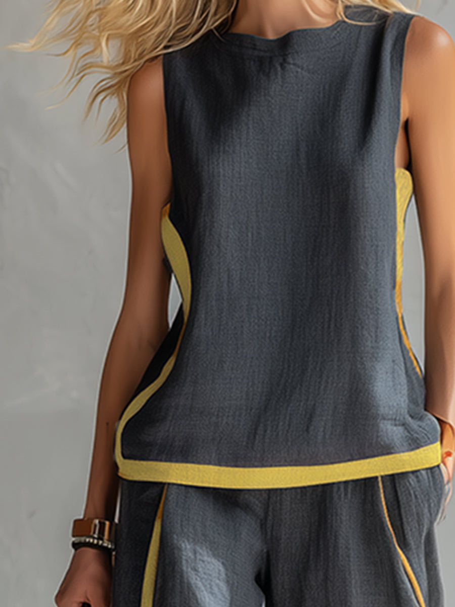 Women's Sleeveless Tank Wide Leg Coordinated Set