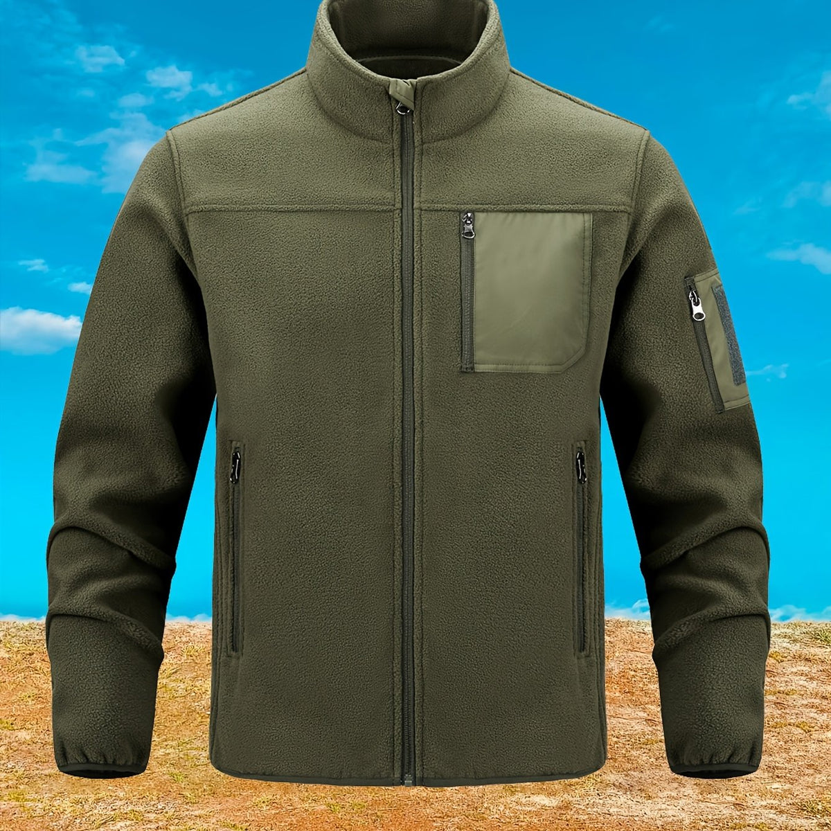 Men's Stand Collar Full-Zip Rugged Outdoor Jacket