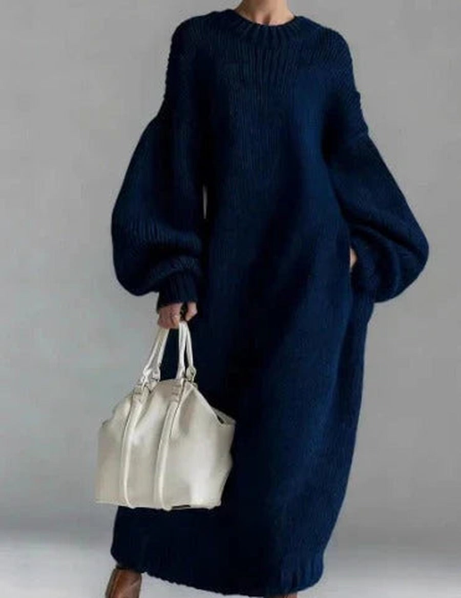 Women's Chunky Knit Relaxed Fit Sweater Long Dress