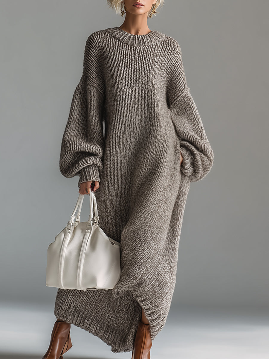 Women's Chunky Knit Relaxed Fit Sweater Long Dress