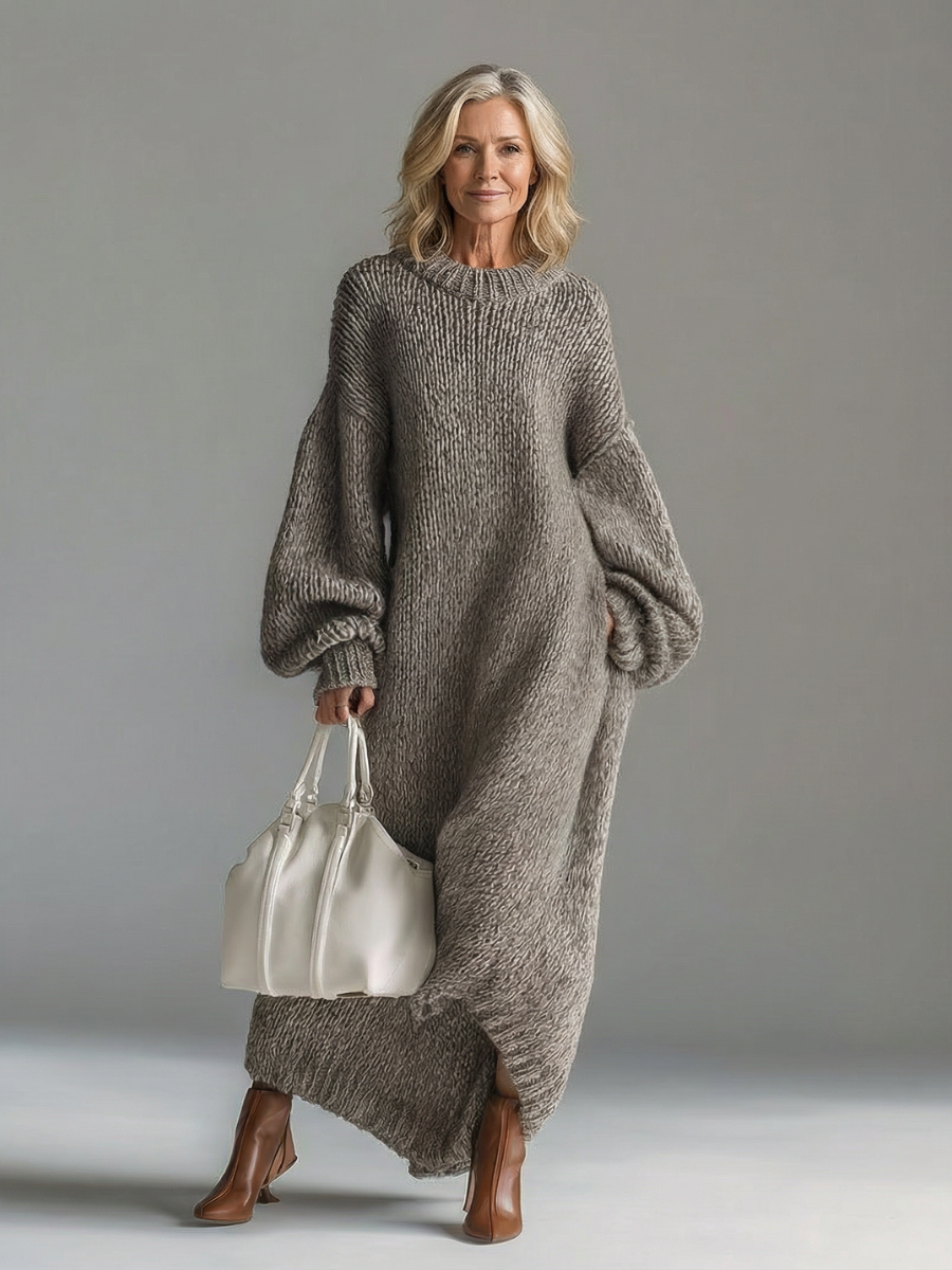 Women's Chunky Knit Relaxed Fit Sweater Long Dress