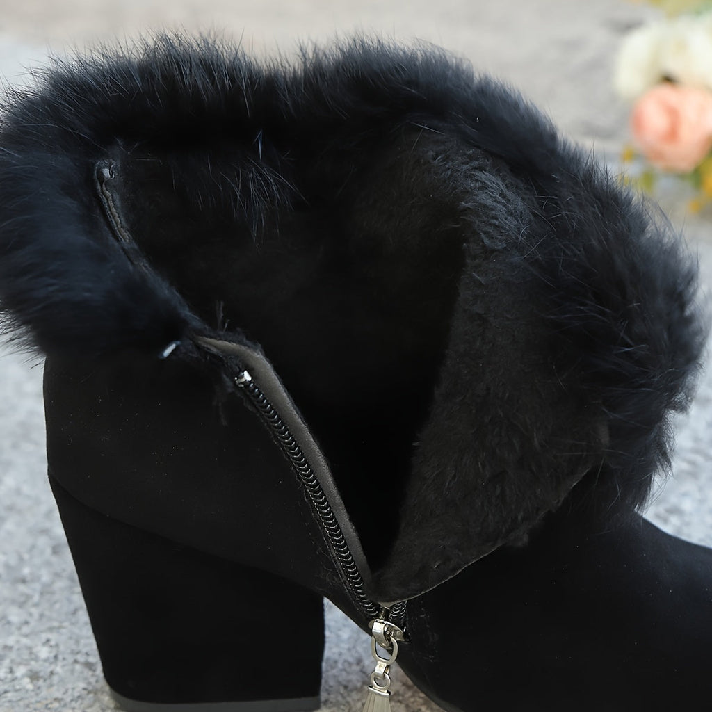Women's Pointed Toe Booties with Plush Trim