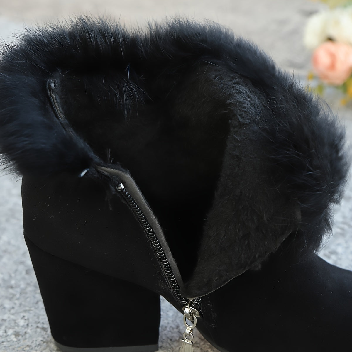 Women's Pointed Toe Booties with Plush Trim