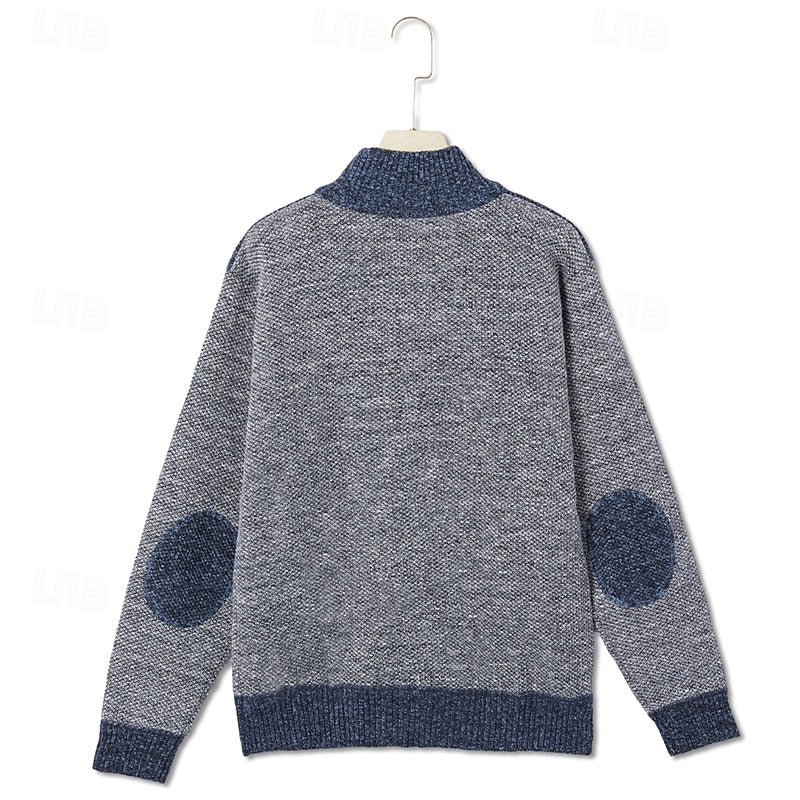 Men's Lined Full-Zip Color-Block Knit Jacket