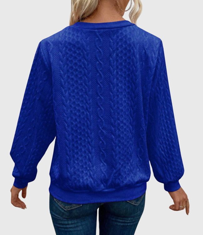Women's Zip-Front Cable Knit Cardigan with Three-Quarter Sleeves