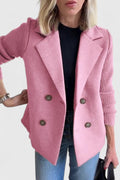 Women's Contrast Sleeve Two-Row Button Tailored Jacket