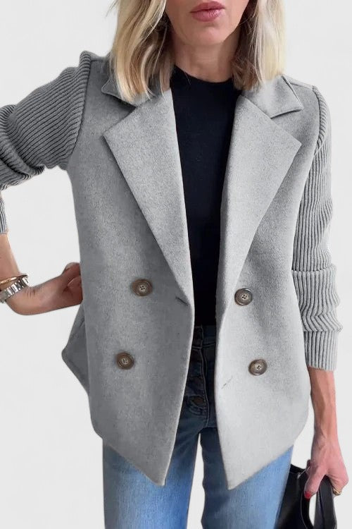 Women's Contrast Sleeve Two-Row Button Tailored Jacket