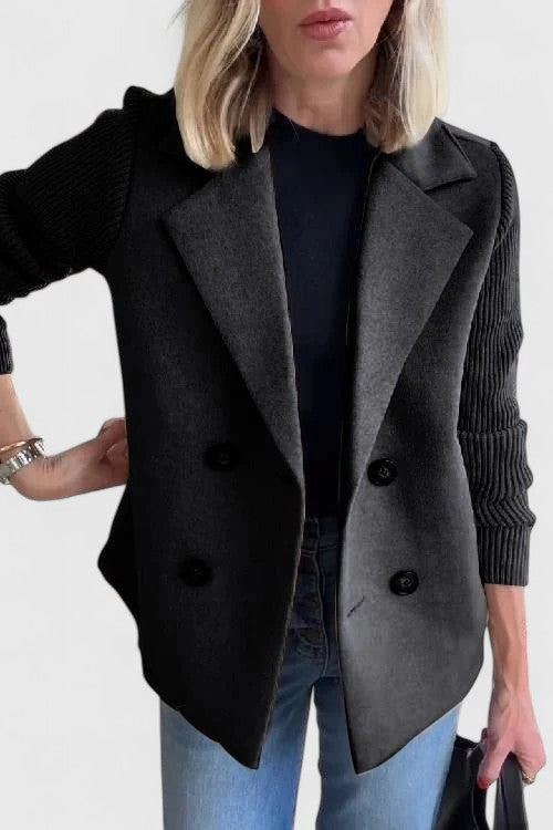 Women's Contrast Sleeve Two-Row Button Tailored Jacket