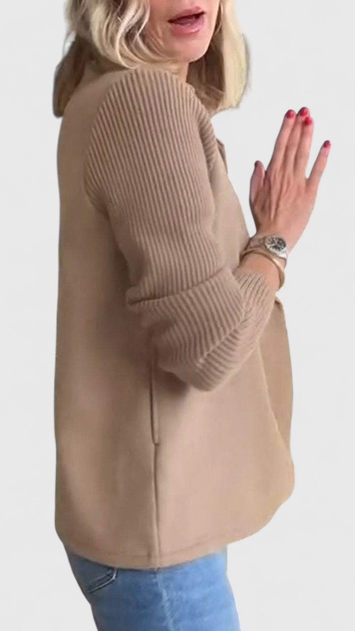 Women's Contrast Sleeve Two-Row Button Tailored Jacket
