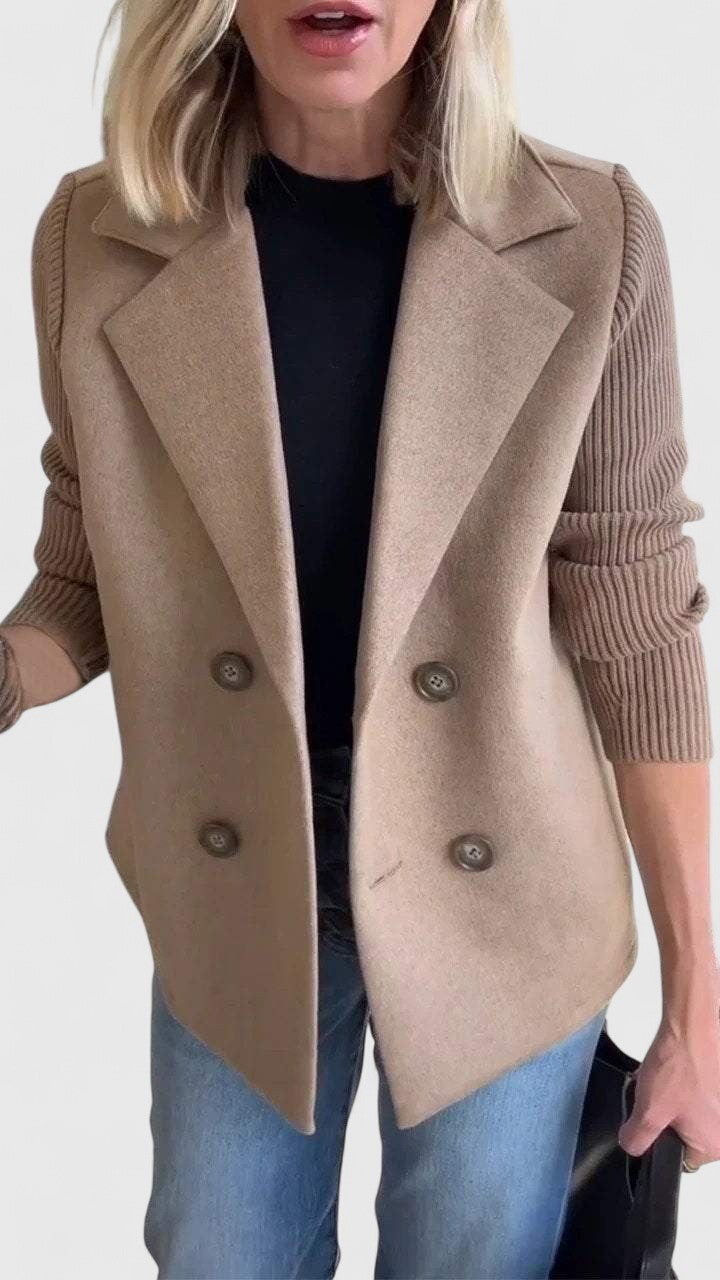 Women's Contrast Sleeve Two-Row Button Tailored Jacket