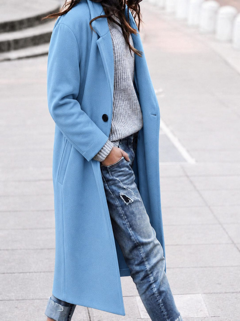 Women's Button-Up Lapel Overcoat in Oversized Fit