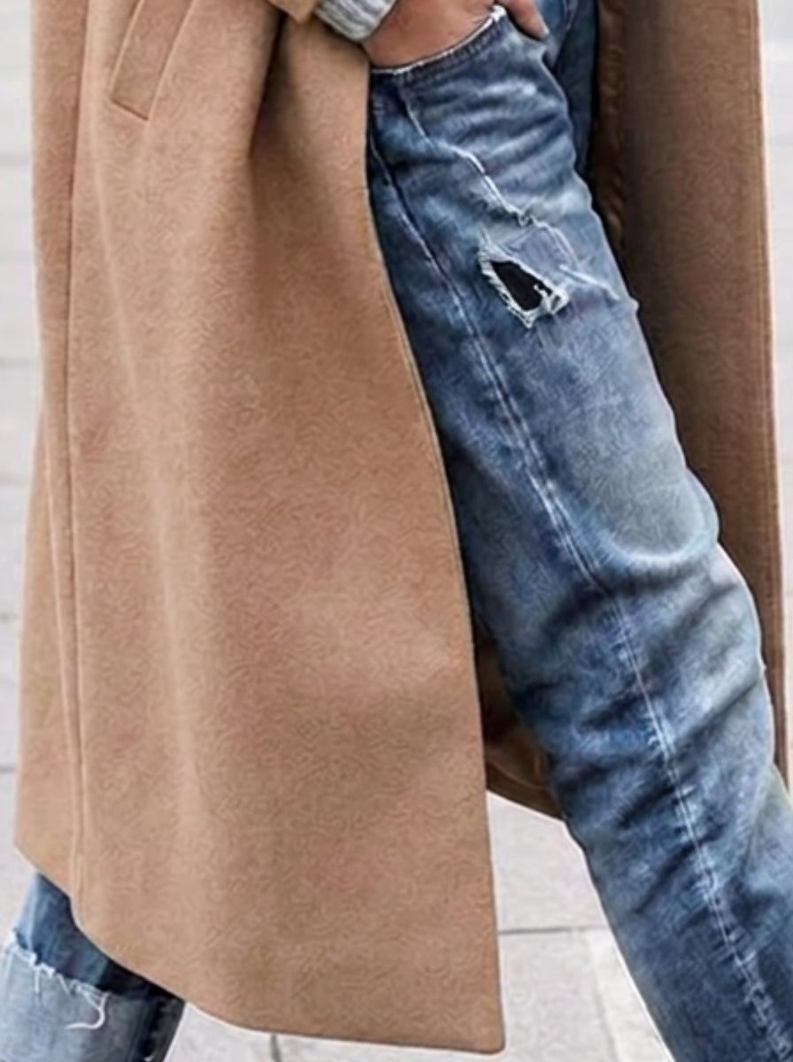 Women's Button-Up Lapel Overcoat in Oversized Fit