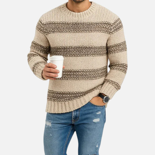 Men's Classic Mid-Weight Crewneck Winter Knit Pullover