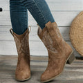 Women's Embroidered Mid-Calf Western Boots with Roomy Shaft