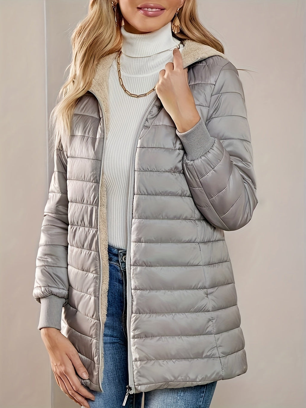 Women's Longline Padded Quilted Winter Coat