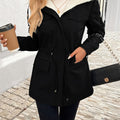 Women's Zip-Up Hooded Coat with Drawstring Waist