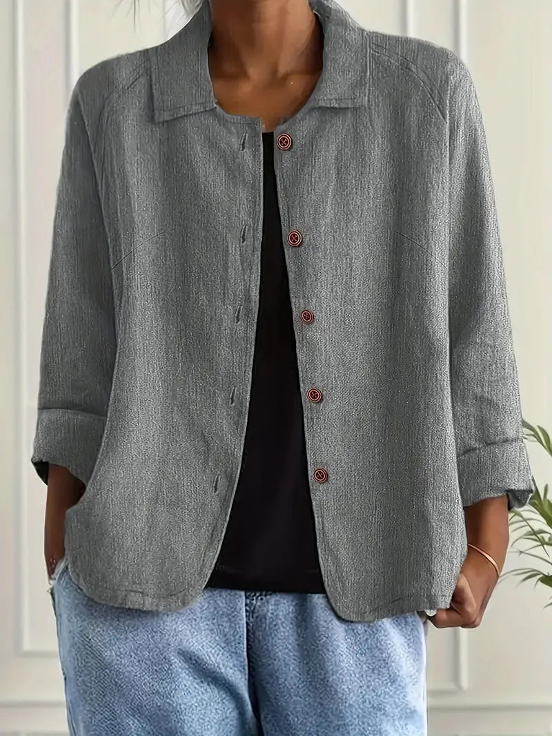 Women's Relaxed Button-Up Lightweight Everyday Jacket