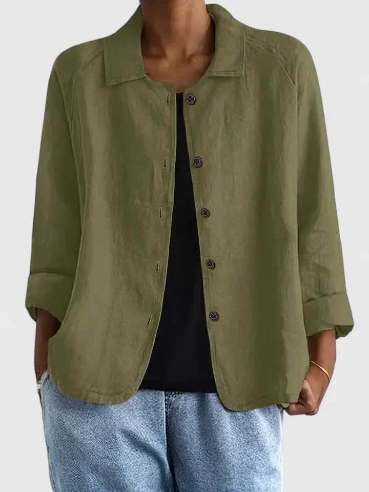 Women's Cotton Button-Front Layering Shirt Jacket