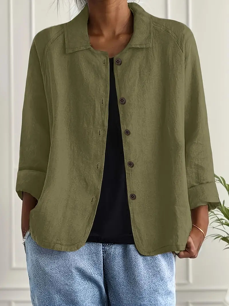 Women's Relaxed Button-Up Lightweight Everyday Jacket
