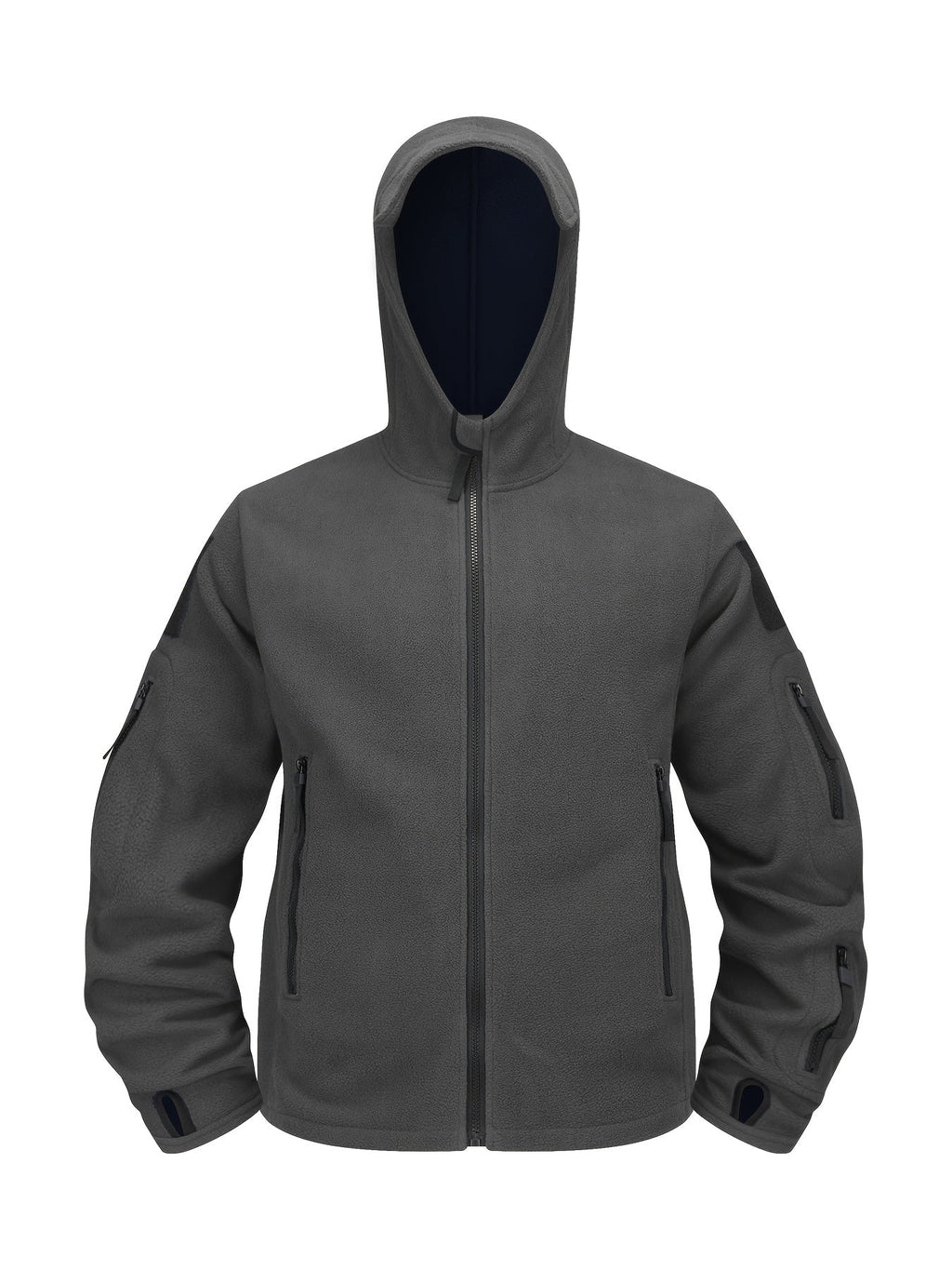 Men's Zip-Front Hooded Work Coat with Zippered Pockets
