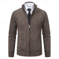 Men's Full-Zip Stand Collar Textured Knit Jacket