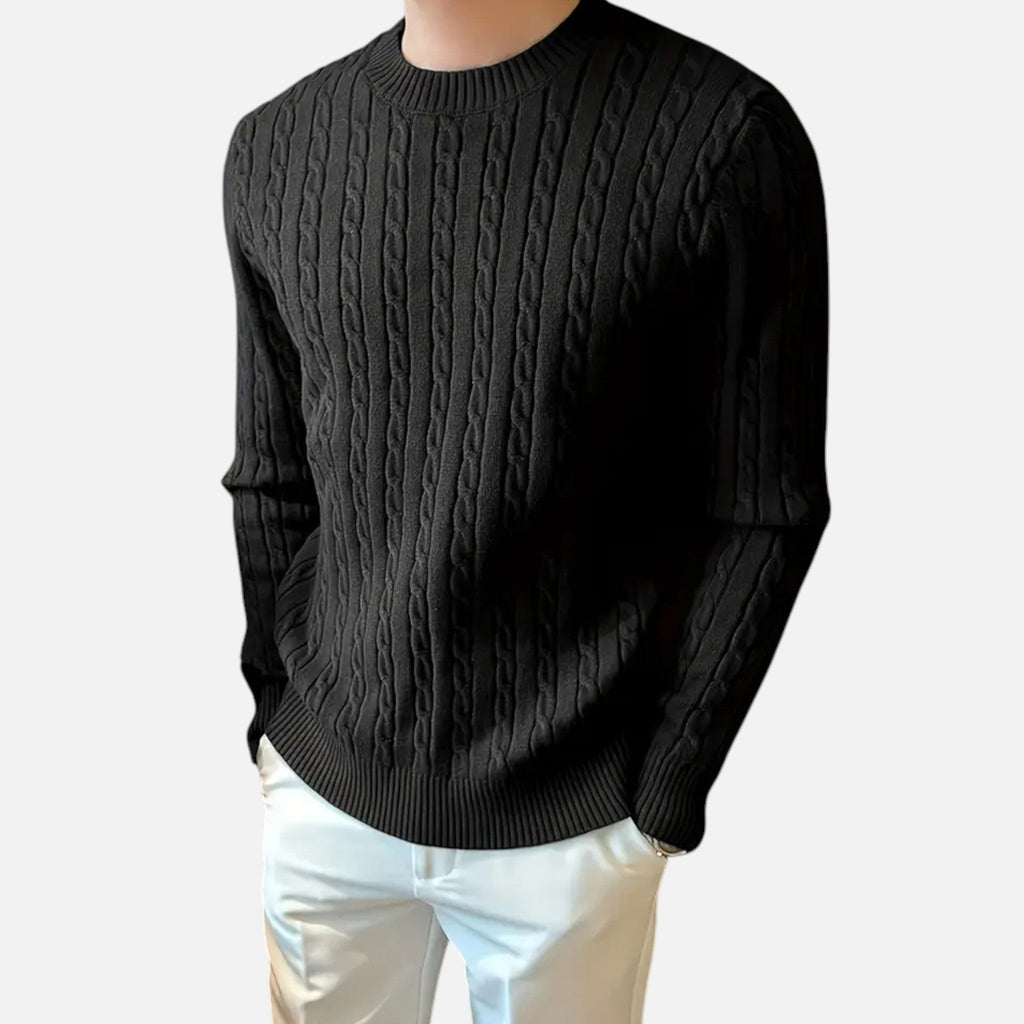Men's Tailored Ribbed Texture Crewneck Knit Pullover