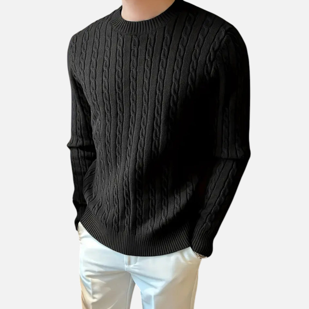 Men's Tailored Ribbed Texture Crewneck Knit Pullover