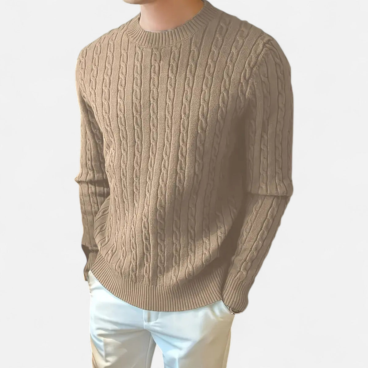 Men's Tailored Ribbed Texture Crewneck Knit Pullover