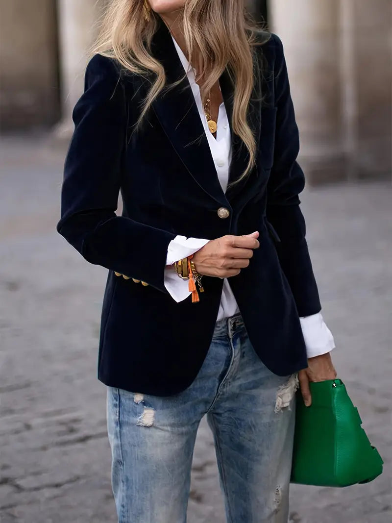 Women's Velvet Draped Soft Tailored Jacket