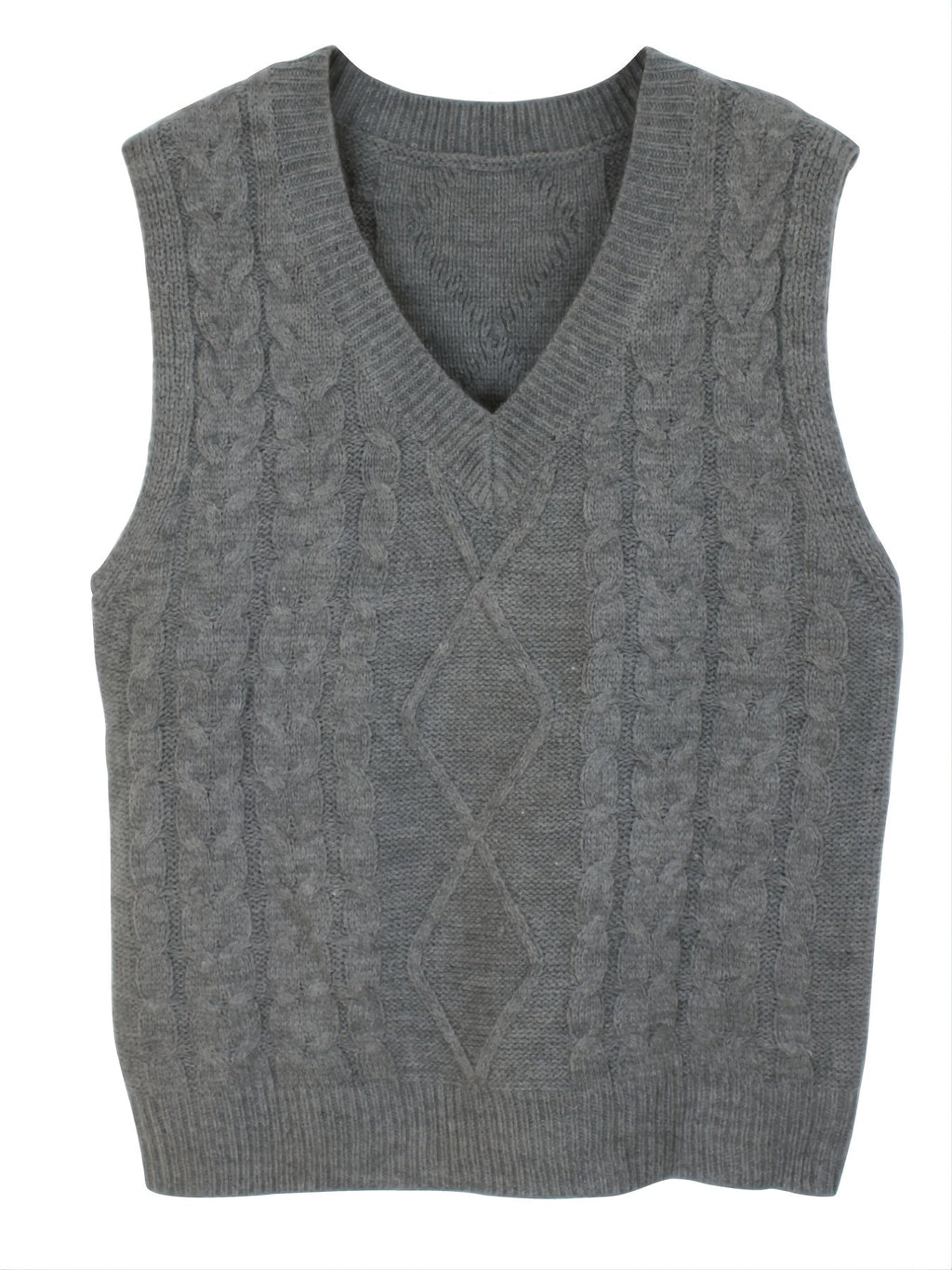 Women's V-Neck Cable Knit Sleeveless Sweater Vest