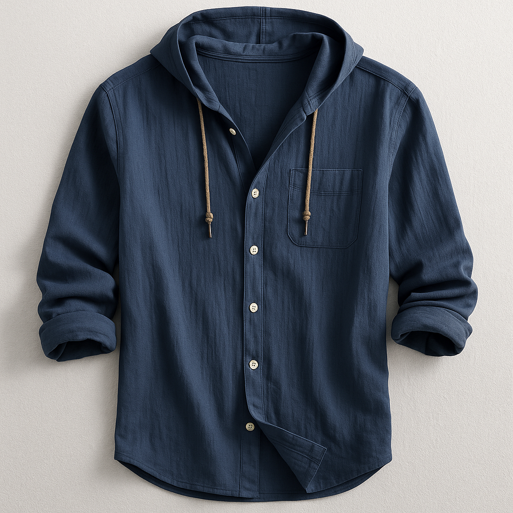 Men's Lightweight Hooded Button-Front Shirt Jacket