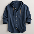 Men's Lightweight Hooded Button-Front Shirt Jacket