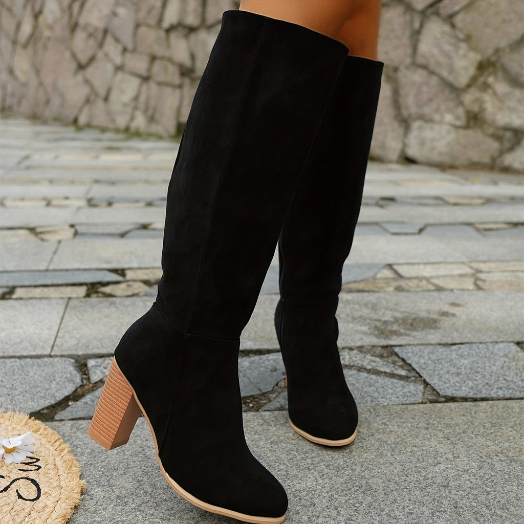 Women's Stacked Block Heel Tall Boots