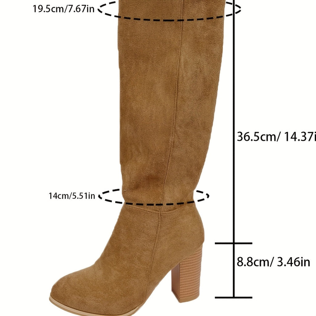 Women's Stacked Block Heel Tall Boots
